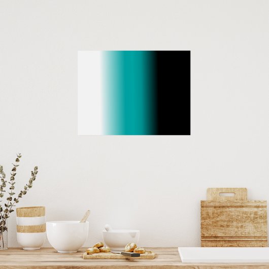 Schwarzes Aquamarines Weißes Ombre Poster (Küche)