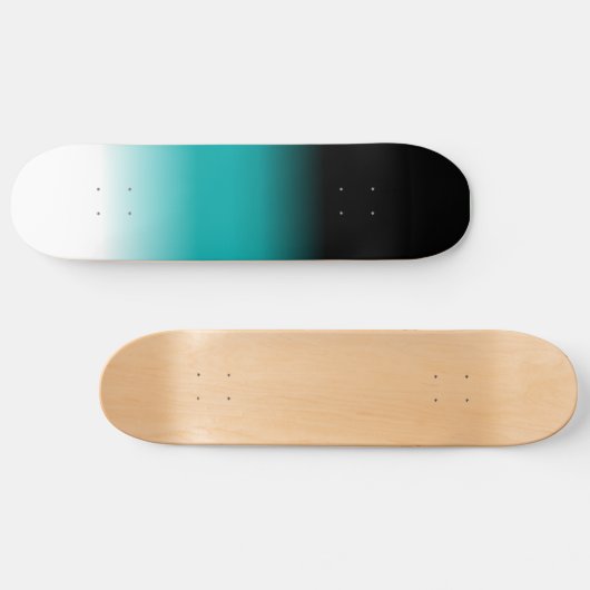 Schwarzes Aquamarines Weißes Ombre Skateboard (Horizontal)