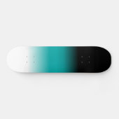 Schwarzes Aquamarines Weißes Ombre Skateboard (Horizontal)