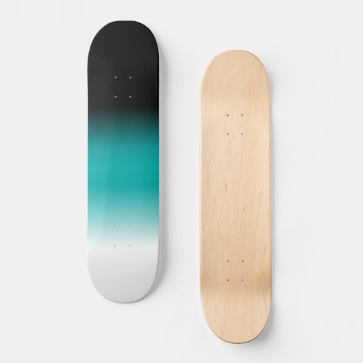 Schwarzes Aquamarines Weißes Ombre Skateboard (Vorderseite)