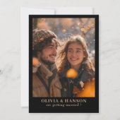 Schwarzes Aquarell Blumenmuster Foto Hochzeit im H Save The Date (Rückseite)