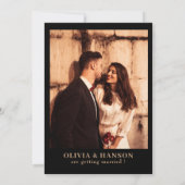 Schwarzes Aquarell Blumenmuster Foto Hochzeit im H Save The Date (Rückseite)