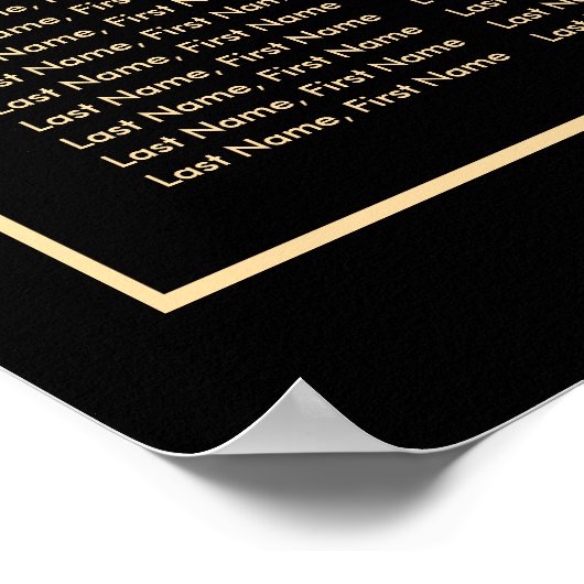 Schwarzes Aquarell Blumenstempel Hochzeitsdiagramm Poster (Ecke)