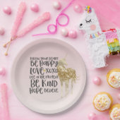 Schwarzes Aquarell Inspirational Gold Unicorn Pappteller (Party)