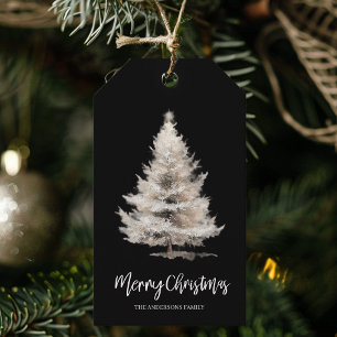 Schwarzes Aquarell-Weihnachtsbaum-Geschenk Geschenkanhänger