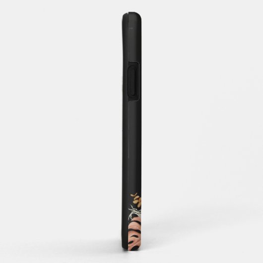 Schwarzes Aquarellfarben Monogram Pink-Blume Case-Mate iPhone Hülle (Hinten/Rechts)