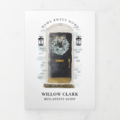 Schwarzes Aquarelltür Echtes Anwesen Marketing Dreifach Gefaltete Karte (Cover)