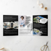Schwarzes Aquarelltür Echtes Anwesen Marketing Dreifach Gefaltete Karte (Innenseite)