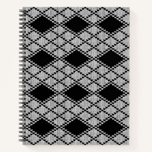SCHWARZES ARGYLE-STRICK-8,5x11-Notizbuch Notizblock