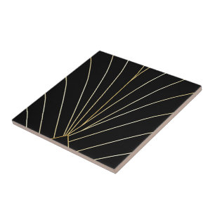 Schwarzes Art Deco Design Fliese