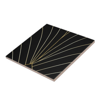 Schwarzes Art Deco Design Fliese