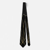 Schwarzes Art Deco Design Krawatte (Vorderseite)