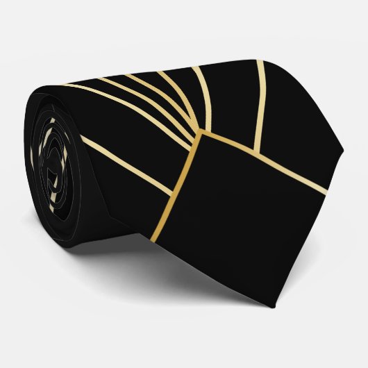 Schwarzes Art Deco Design Krawatte (Gerollt)