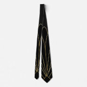 Schwarzes Art Deco Design Krawatte (Rückseite)