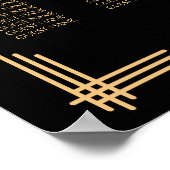 Schwarzes Art Deco Hochzeitsdiagramm Poster 18x24 (Ecke)