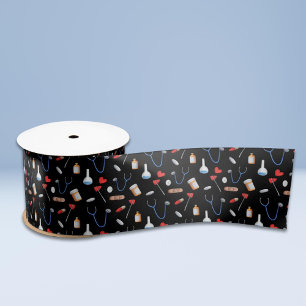 Schwarzes Arzt-Krankenschwester-Medizin-Tools-Must Satinband