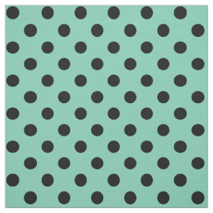 Schwarzes auf aquamarinem grünem Polka-Punkt Stoff