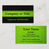 Schwarzes auf Grün auf Schwarzem Visitenkarte (Vorne/Hinten)