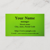 Schwarzes auf Grün auf Schwarzem Visitenkarte (Rückseite)