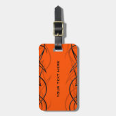 Schwarzes auf orange "Eleganz-" Gepäckanhänger (Vorderseite vertikal)