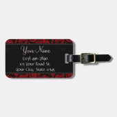 Schwarzes auf roten BlumenBündeln u. Streifen mit Gepäckanhänger (Vorderseite horizontal)