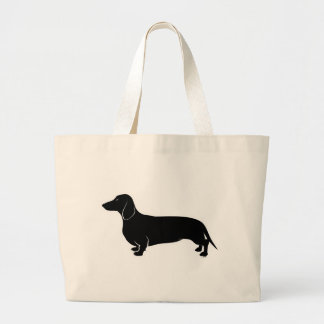 Schwarzes auf weißem Dachsund Jumbo Stoffbeutel