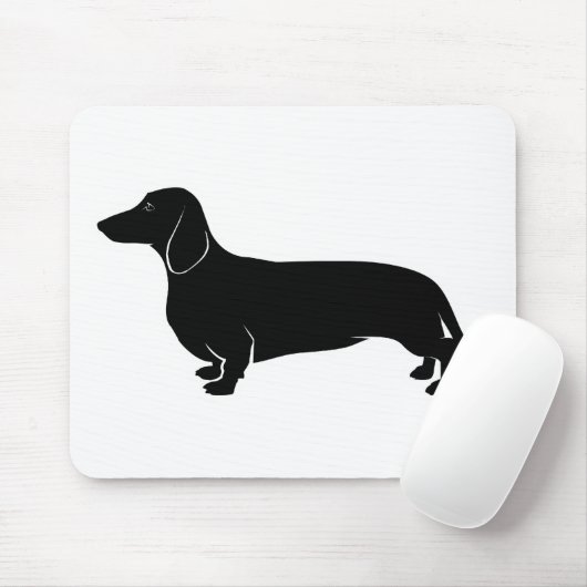 Schwarzes auf weißem Dachsund Mousepad (Mit Mouse)