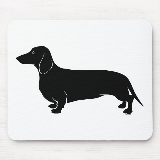 Schwarzes auf weißem Dachsund Mousepad (Vorne)