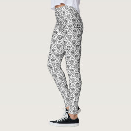 Schwarzes auf weißem Damast Leggings