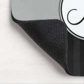 Schwarzes auf weißem Damast und Streifen mit Mousepad (Ecke)