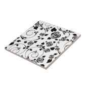 Schwarzes auf weißen Rosetten Fliese (Seite)