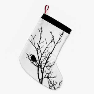 Schwarzes auf weißer Vogel-Silhouette - Kleiner Weihnachtsstrumpf