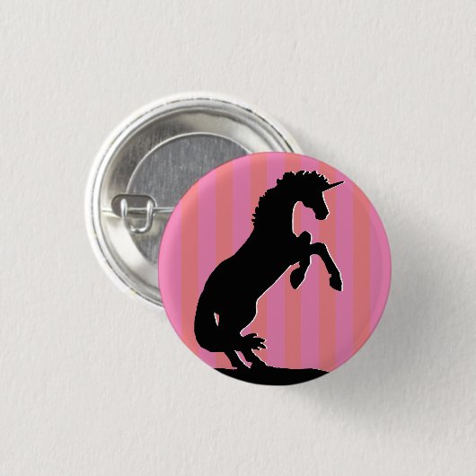Schwarzes Aufzuchtorn (rosa gestreift) Button (Vorne & Hinten)