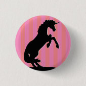 Schwarzes Aufzuchtorn (rosa gestreift) Button (Vorderseite)