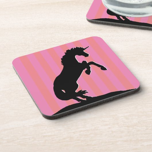 Schwarzes Aufzuchtorn (rosa gestreift) Getränkeuntersetzer (Linke Seite)