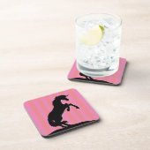 Schwarzes Aufzuchtorn (rosa gestreift) Getränkeuntersetzer (Rechte Seite)