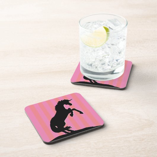 Schwarzes Aufzuchtorn (rosa gestreift) Getränkeuntersetzer (Rechte Seite)