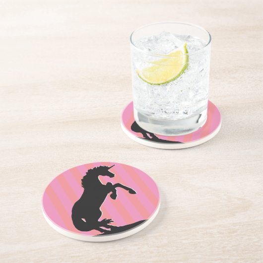 Schwarzes Aufzuchtorn (rosa gestreift) Getränkeuntersetzer (Seite)