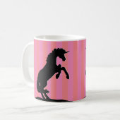 Schwarzes Aufzuchtorn (rosa gestreift) Kaffeetasse (Vorderseite Links)