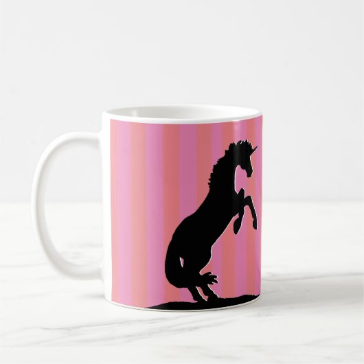 Schwarzes Aufzuchtorn (rosa gestreift) Kaffeetasse (Links)