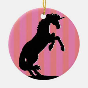 Schwarzes Aufzuchtorn (rosa gestreift) Keramik Ornament