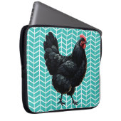 Schwarzes Australorp-Hühnchen im Zickzack Hintergr Laptopschutzhülle (Vorne Rechts)