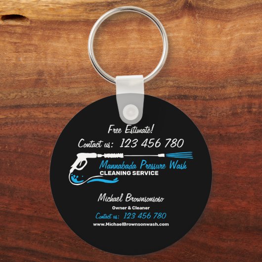 Schwarzes Auto - Detail Druck Power waschen Schlüsselanhänger (Rückseite)