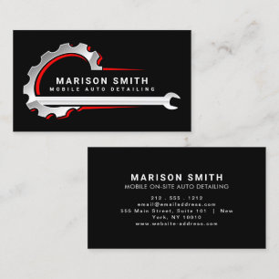 Schwarzes Auto Details, Auto-Reparatur-Logo Schwar Visitenkarte