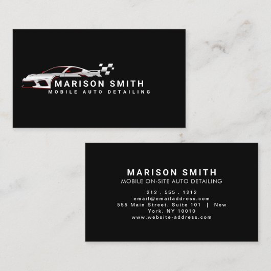 Schwarzes Auto Details, Auto-Reparatur-Logo Schwar Visitenkarte (Vorne/Hinten)