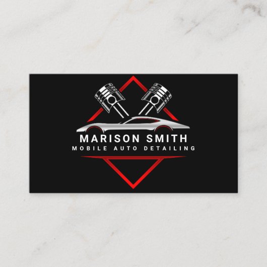 Schwarzes Auto Details, Auto-Reparatur-Logo Schwar Visitenkarte (Vorderseite)