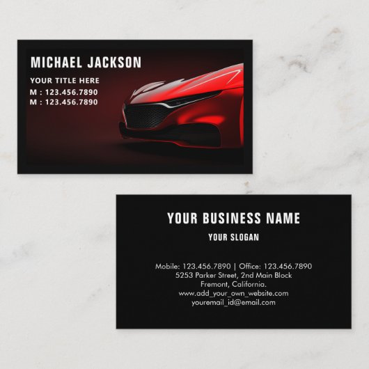 Schwarzes Auto Details, Auto Reparatur Schwarz und Visitenkarte (Vorne/Hinten)