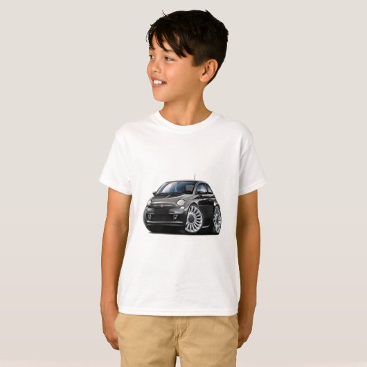 Schwarzes Auto Fiats 500 T-Shirt (Vorne ganz)