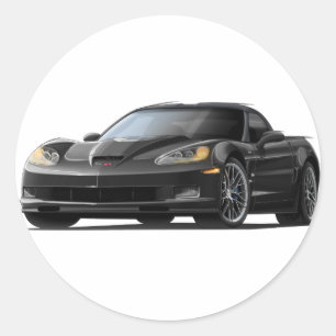 Schwarzes Auto Korvette ZR1 Runder Aufkleber