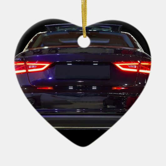 schwarzes Auto, rote Lichter Keramik Ornament (Vorne)